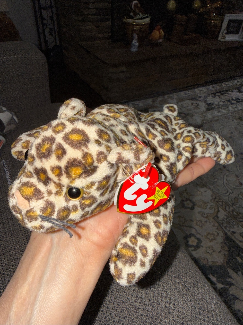 TY Leopard Frog Plush in Brown and Yellow Spotted Fur